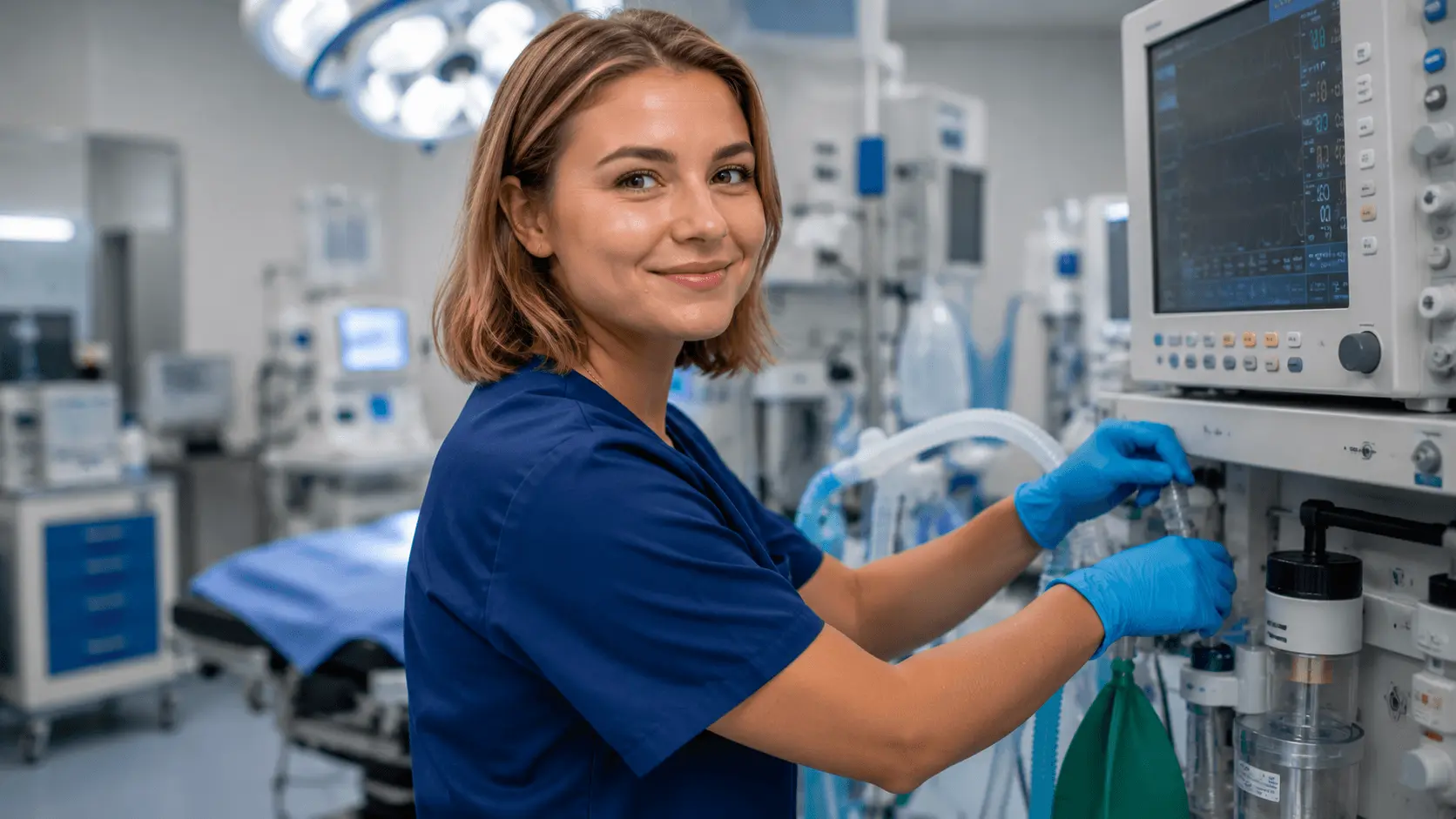 Anästhesietechnischer Assistent bei der Vorbereitung einer Operation