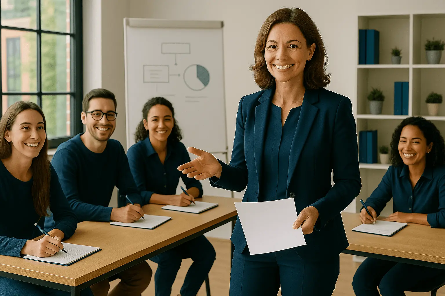 Ausbilderin leitet AEVO-Schulung