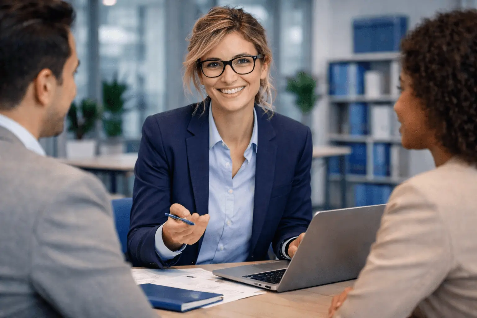 Bewerbungscoach für Akademiker berät Klienten im Büro