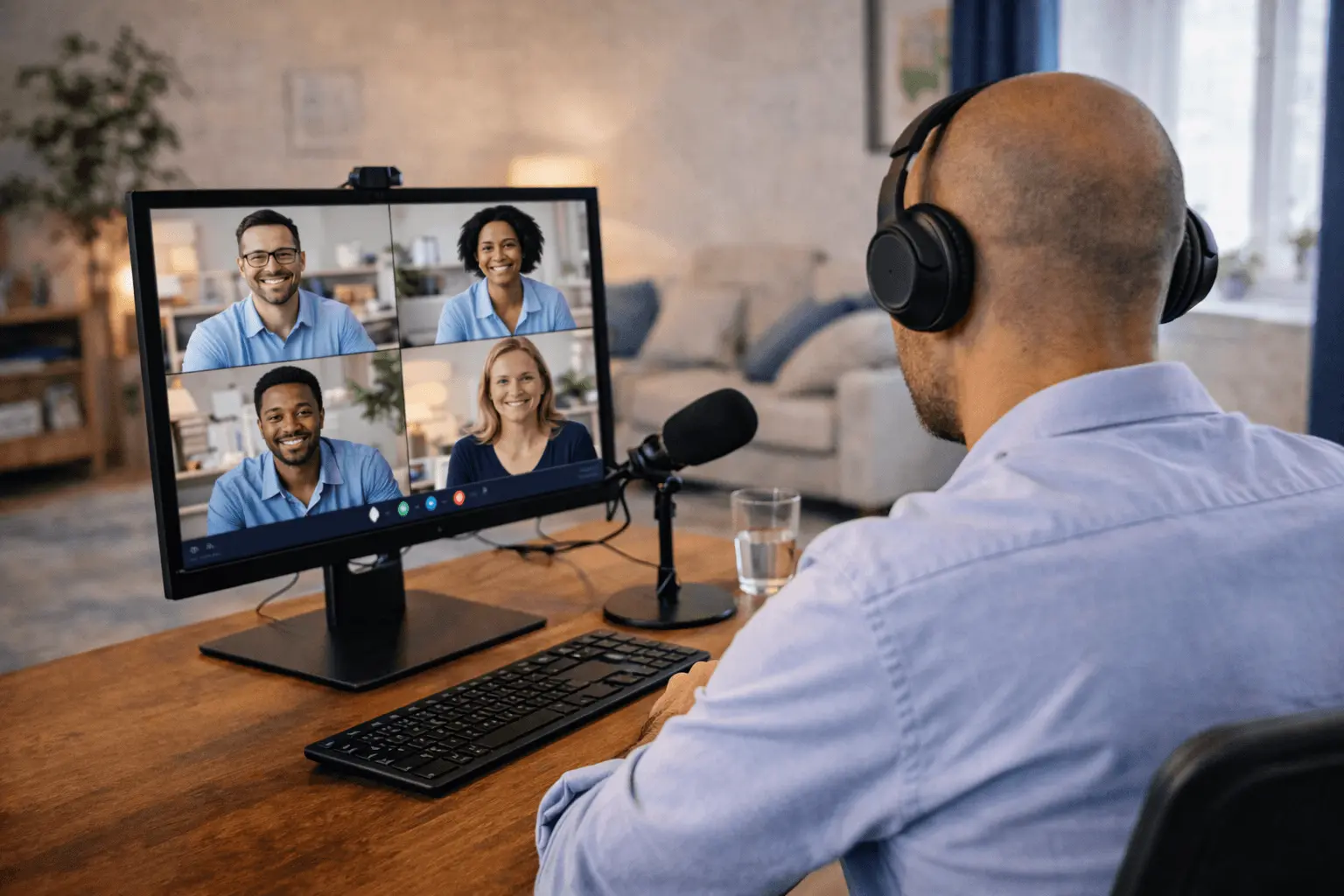 Dozent gibt Online Gruppenunterricht