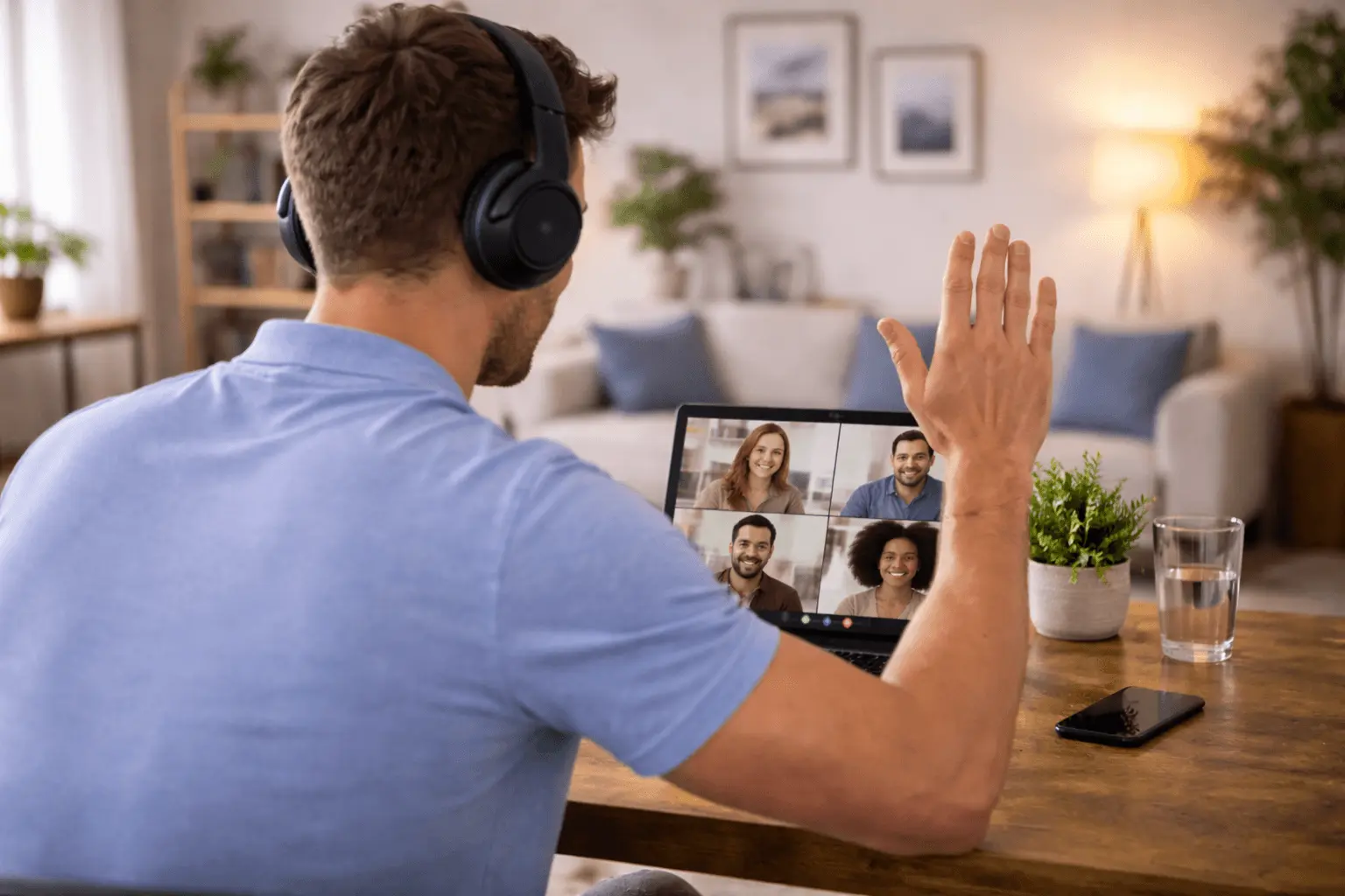 Gruppe nimmt teil an einem Onlinekurs zur Prüfungsvorbereitung