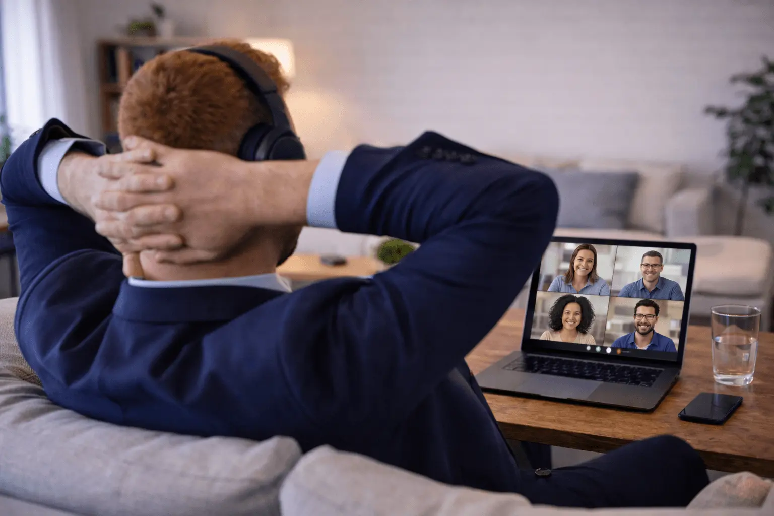 Gruppe nimmt teil an einem Onlinekurs zur Prüfungsvorbereitung