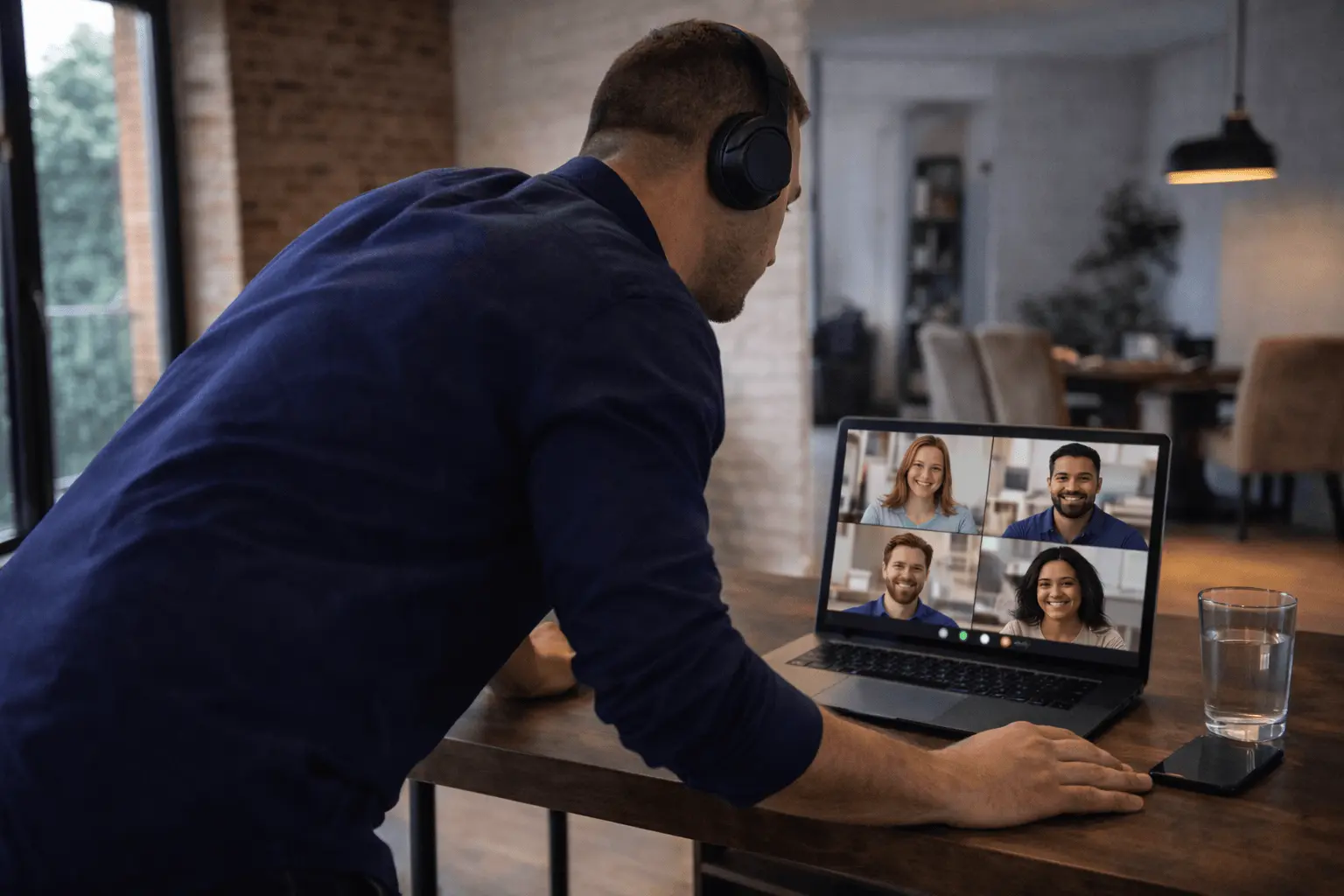 Gruppe nimmt teil an einem Onlinekurs zur Prüfungsvorbereitung