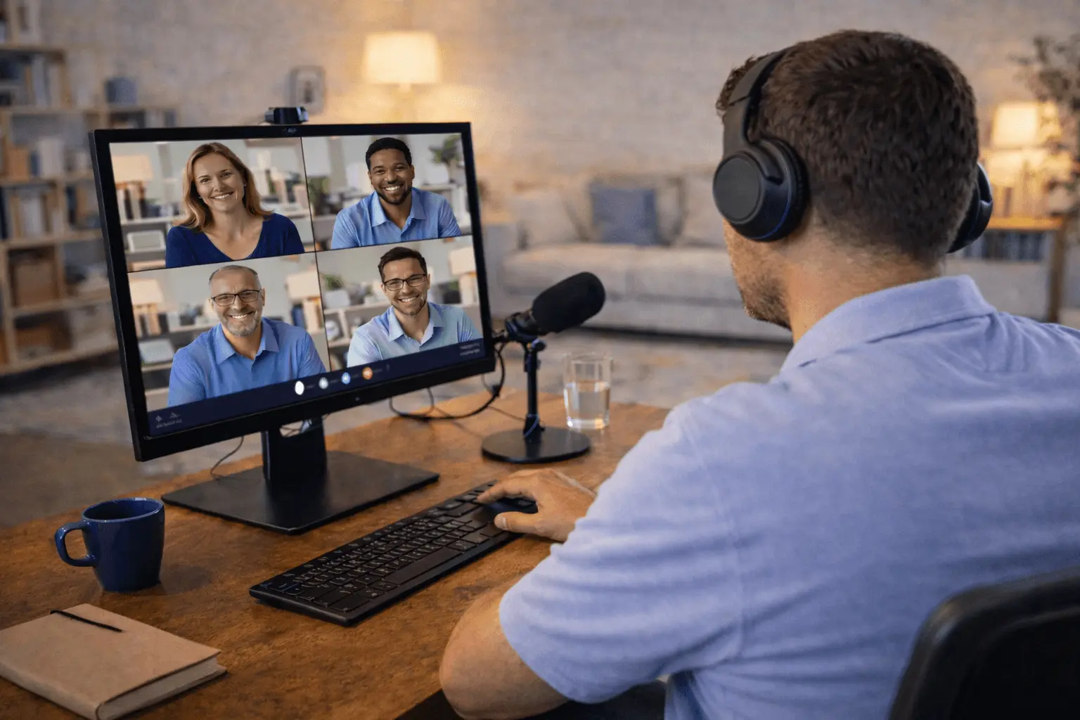 Dozent gibt Online Gruppenunterricht