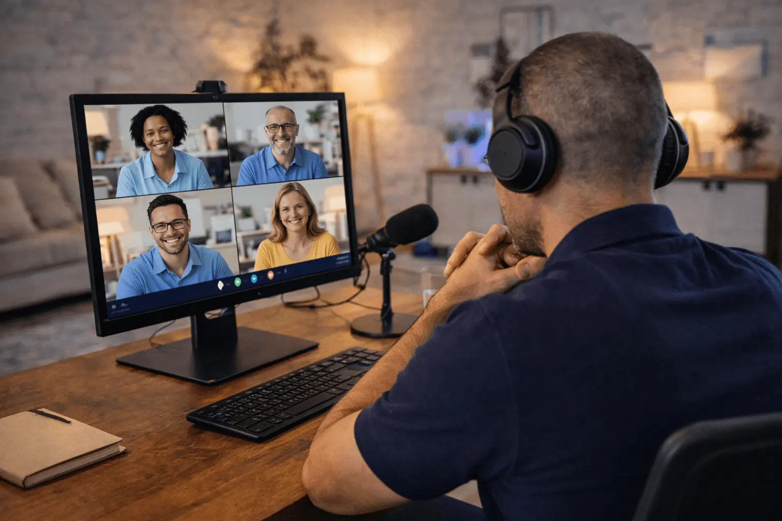 Dozent gibt Online Gruppenunterricht