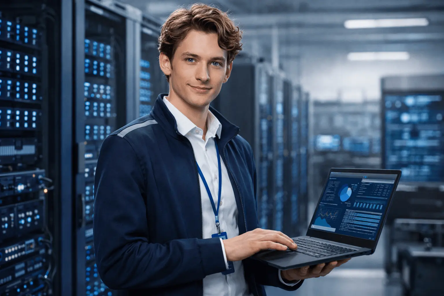 Fachinformatiker für Daten- und Prozessanalyse analysiert Serverdaten