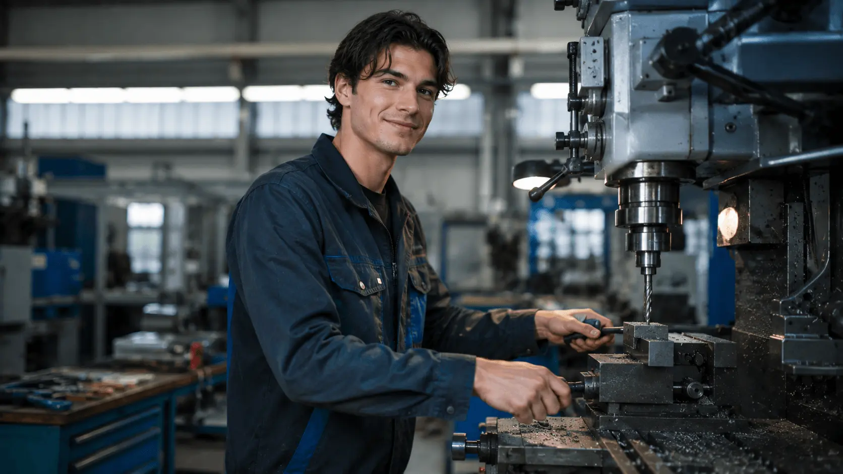 Fachkraft für Metalltechnik in Ausbildung in der Werkstatt