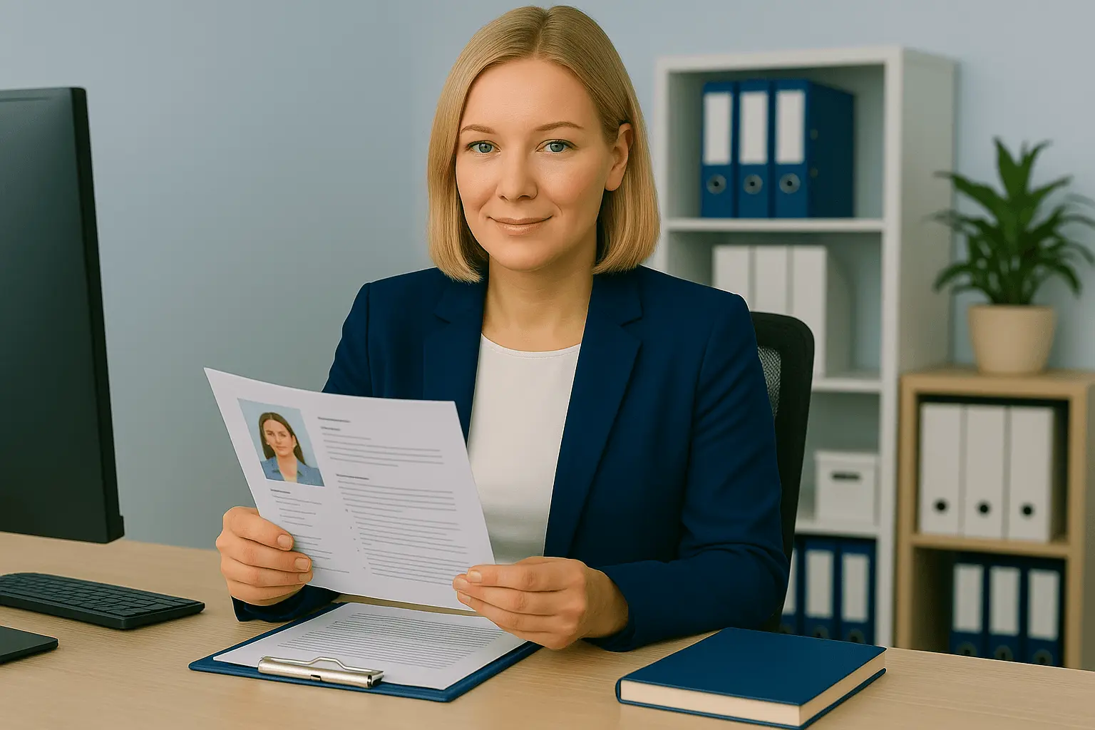 Geprüfte Fachwirtin Personaldienstleistung prüft Bewerbungsunterlagen