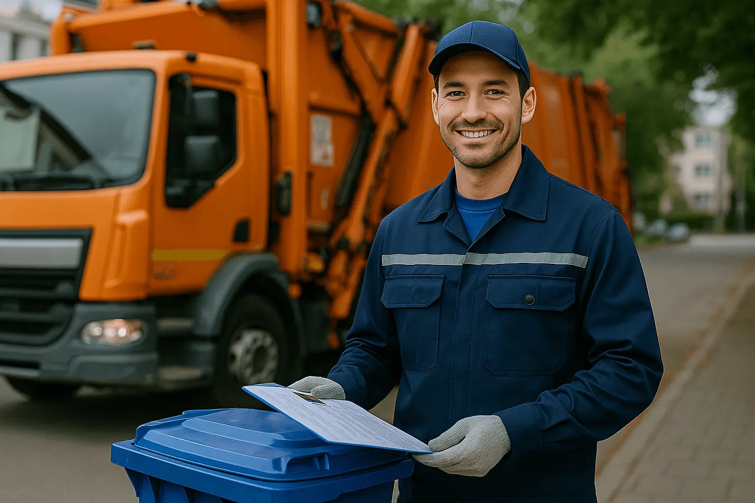 Geprüfter Meister für Kreislauf- und Abfallwirtschaft und Städtereinigung arbeitet an Abfallentsorgung