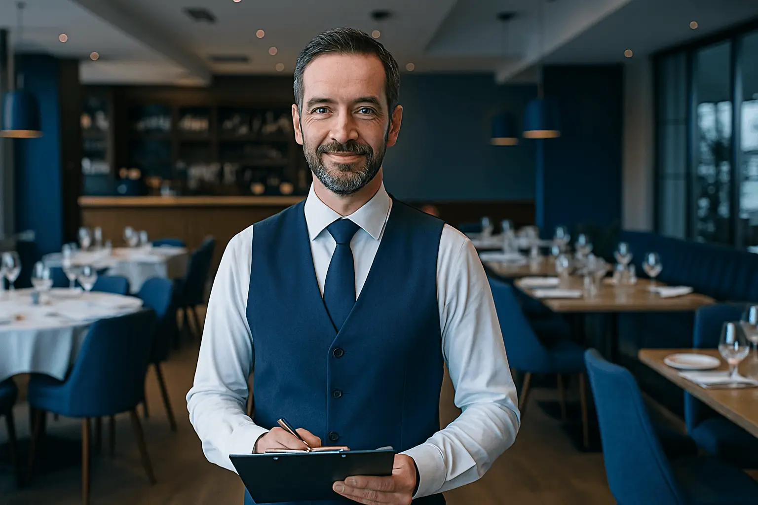 Geprüfter Restaurantmeister organisiert Servicebereich