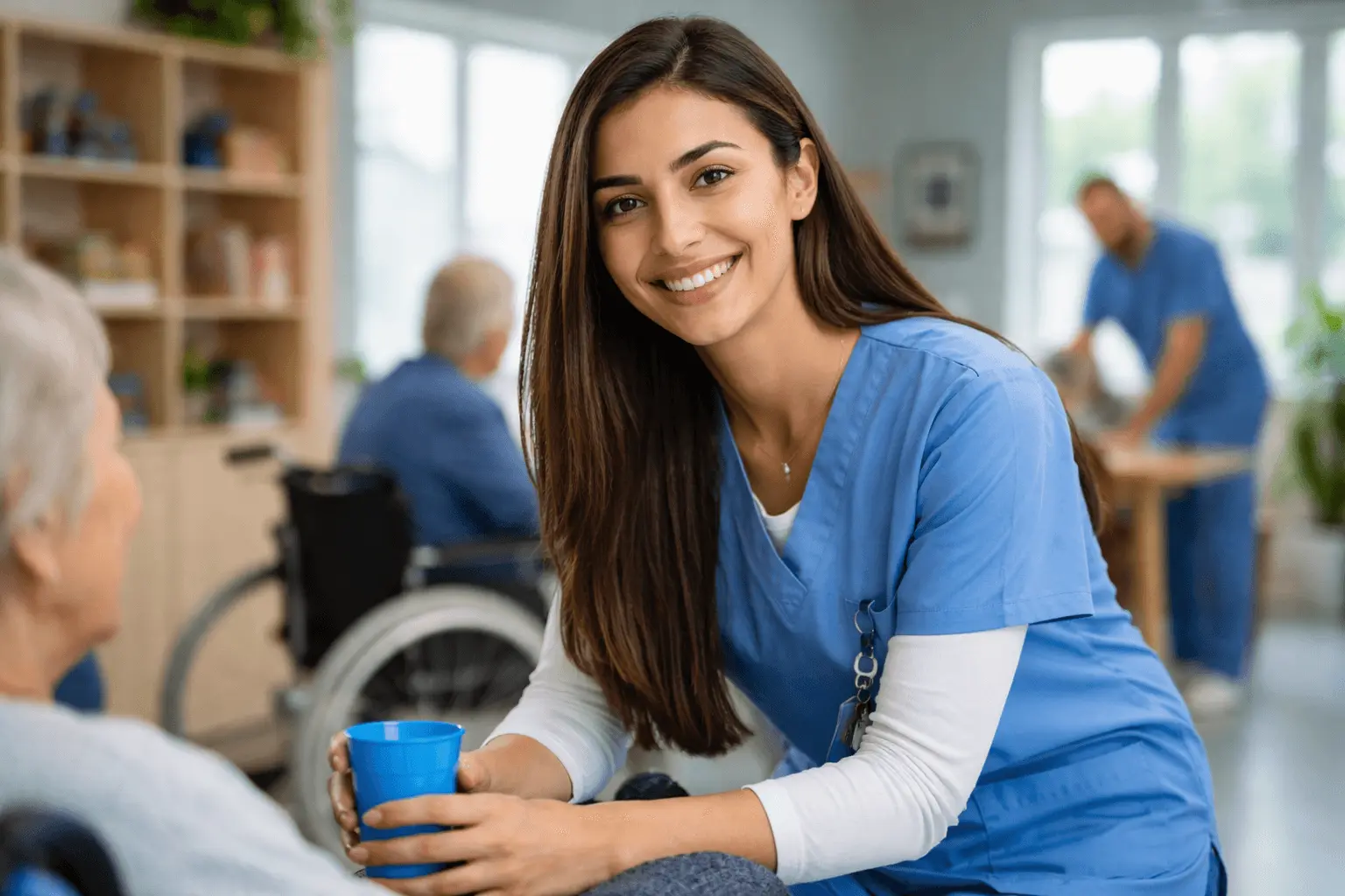 Heilerziehungspflegerin bei der Arbeit in einer Betreuungseinrichtung