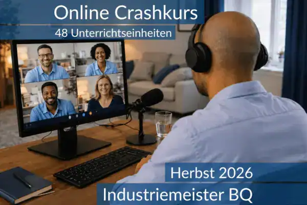 Lernende nehmen an einem digitalen Vorbereitungskurs zu den BQ für Industriemeister teil.