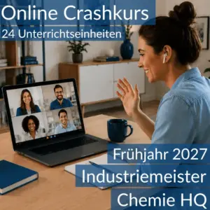 Teilnehmende eines Onlinekurses vertiefen gemeinsam prüfungsrelevante Themen der Chemie HQ.