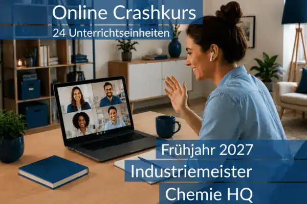Teilnehmende eines Onlinekurses vertiefen gemeinsam prüfungsrelevante Themen der Chemie HQ.