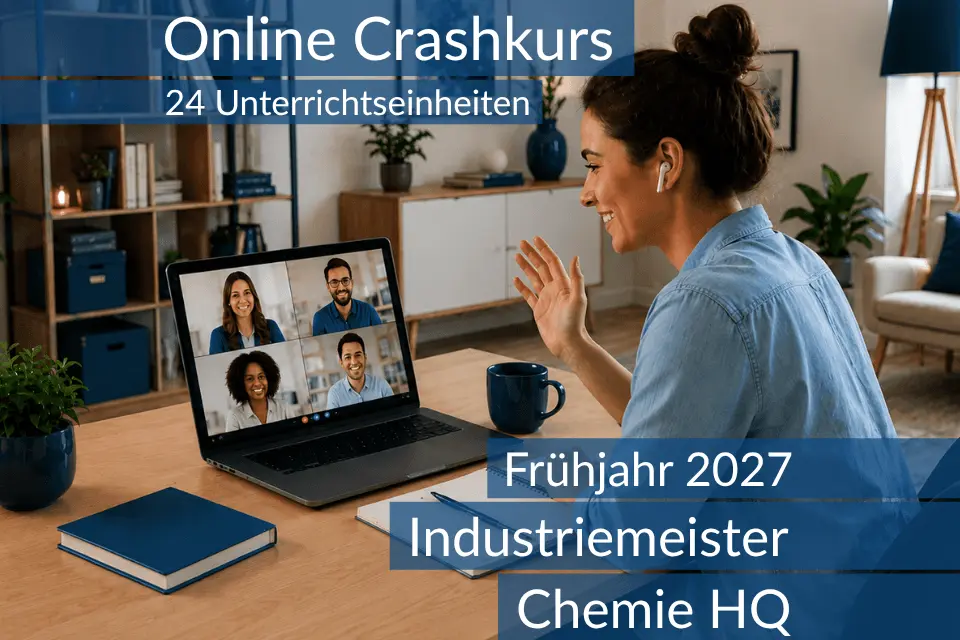 Teilnehmende eines Onlinekurses vertiefen gemeinsam prüfungsrelevante Themen der Chemie HQ.