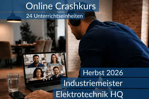 Lernende nehmen an einem digitalen Vorbereitungskurs zu den Inhalten der HQ T1 im Bereich Elektrotechnik teil.