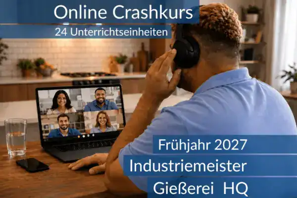 Teilnehmende eines Onlinekurses bereiten sich gemeinsam auf die Inhalte der HQ im Bereich Gießerei vor.