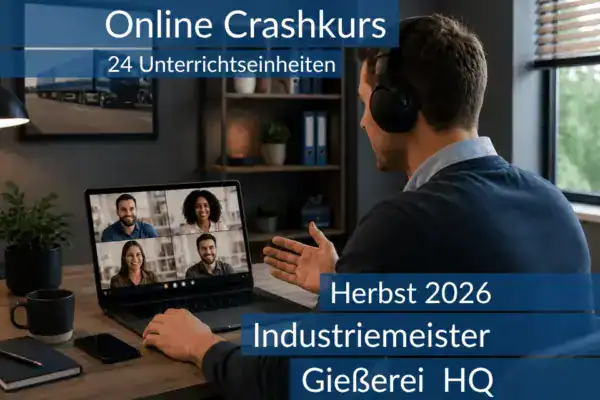 Lernende nehmen an einem digitalen Vorbereitungskurs zu den Inhalten der HQ im Bereich Gießerei teil.