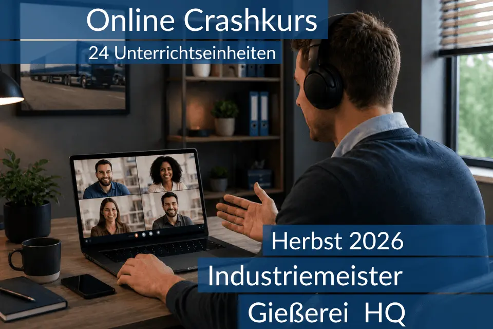 Lernende nehmen an einem digitalen Vorbereitungskurs zu den Inhalten der HQ im Bereich Gießerei teil.
