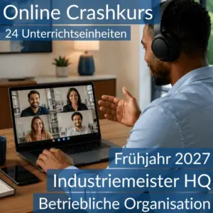 Teilnehmende eines Onlinekurses bereiten sich gemeinsam auf die Inhalte der HQ Betriebliche Organisation vor.