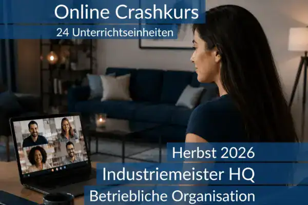 Lernende nehmen an einem digitalen Vorbereitungskurs zu den Inhalten der HQ Betriebliche Organisation teil.