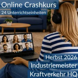 Lernende nehmen an einem digitalen Vorbereitungskurs zu den Inhalten der HQ im Bereich Kraftverkehr teil.