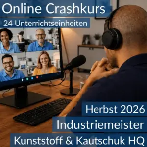 Lernende nehmen an einem digitalen Vorbereitungskurs zu den Inhalten der HQ im Bereich Kunststoff und Kautschuk teil.
