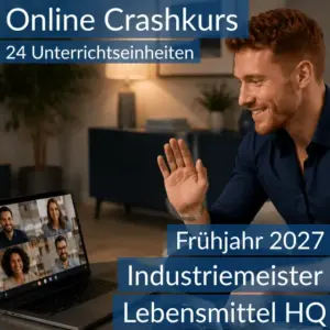 Teilnehmende eines Onlinekurses bereiten sich gemeinsam auf die Inhalte der HQ im Bereich Lebensmittel vor.