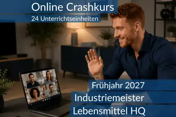 Teilnehmende eines Onlinekurses bereiten sich gemeinsam auf die Inhalte der HQ im Bereich Lebensmittel vor.