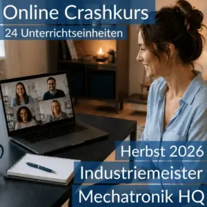 Lernende nehmen an einem digitalen Vorbereitungskurs zu den Inhalten der HQ im Bereich Mechatronik teil.