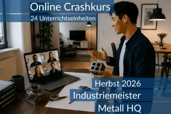 Lernende nehmen an einem digitalen Vorbereitungskurs zu den Inhalten der HQ im Bereich Metall teil.