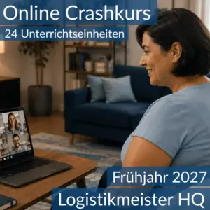 Teilnehmende eines Onlinekurses bereiten sich gemeinsam auf die Inhalte der HQ im Bereich Logistik vor.