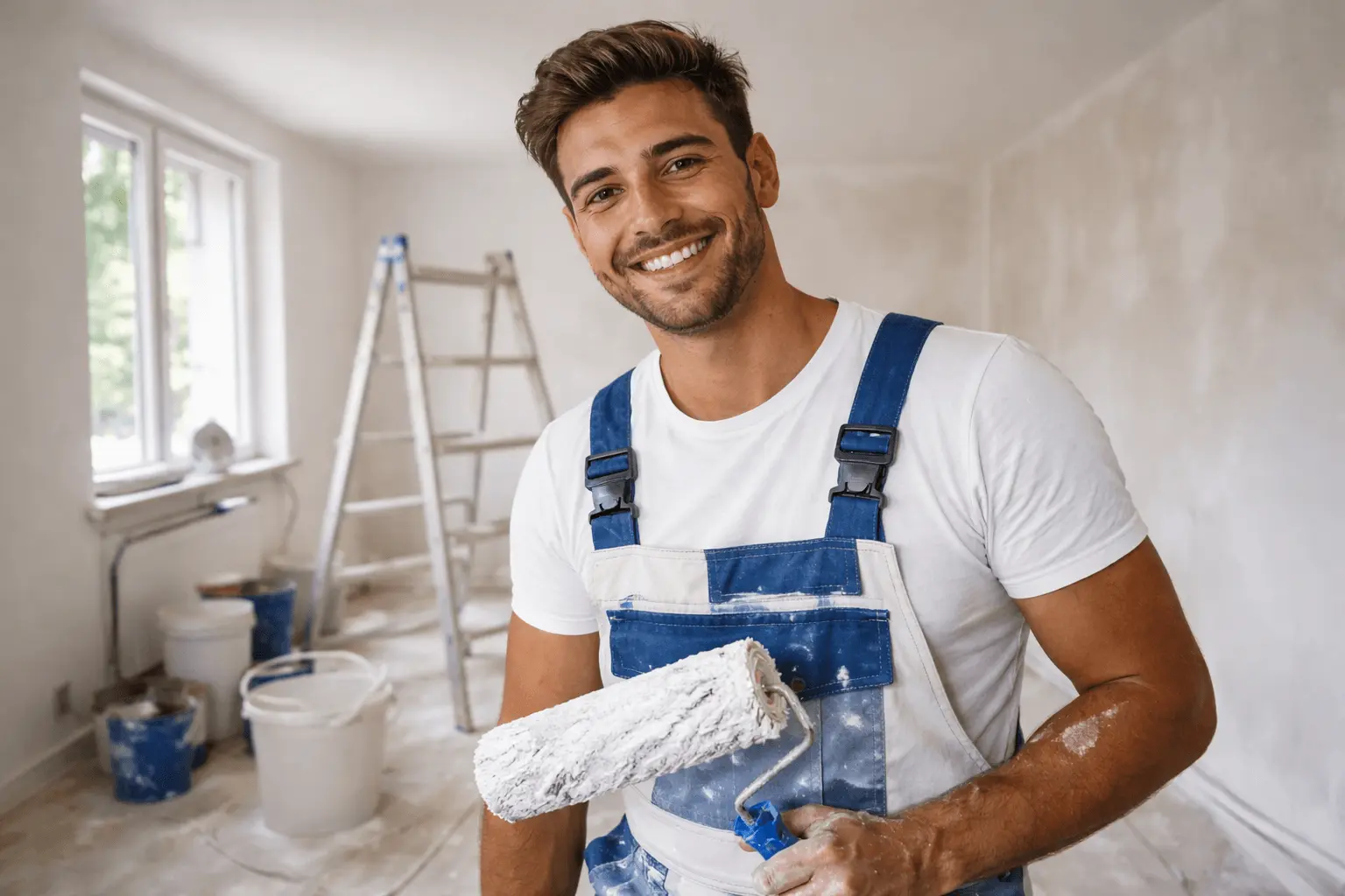 Maler- und Lackierermeister (HWK) bei der Renovierung eines Innenraums