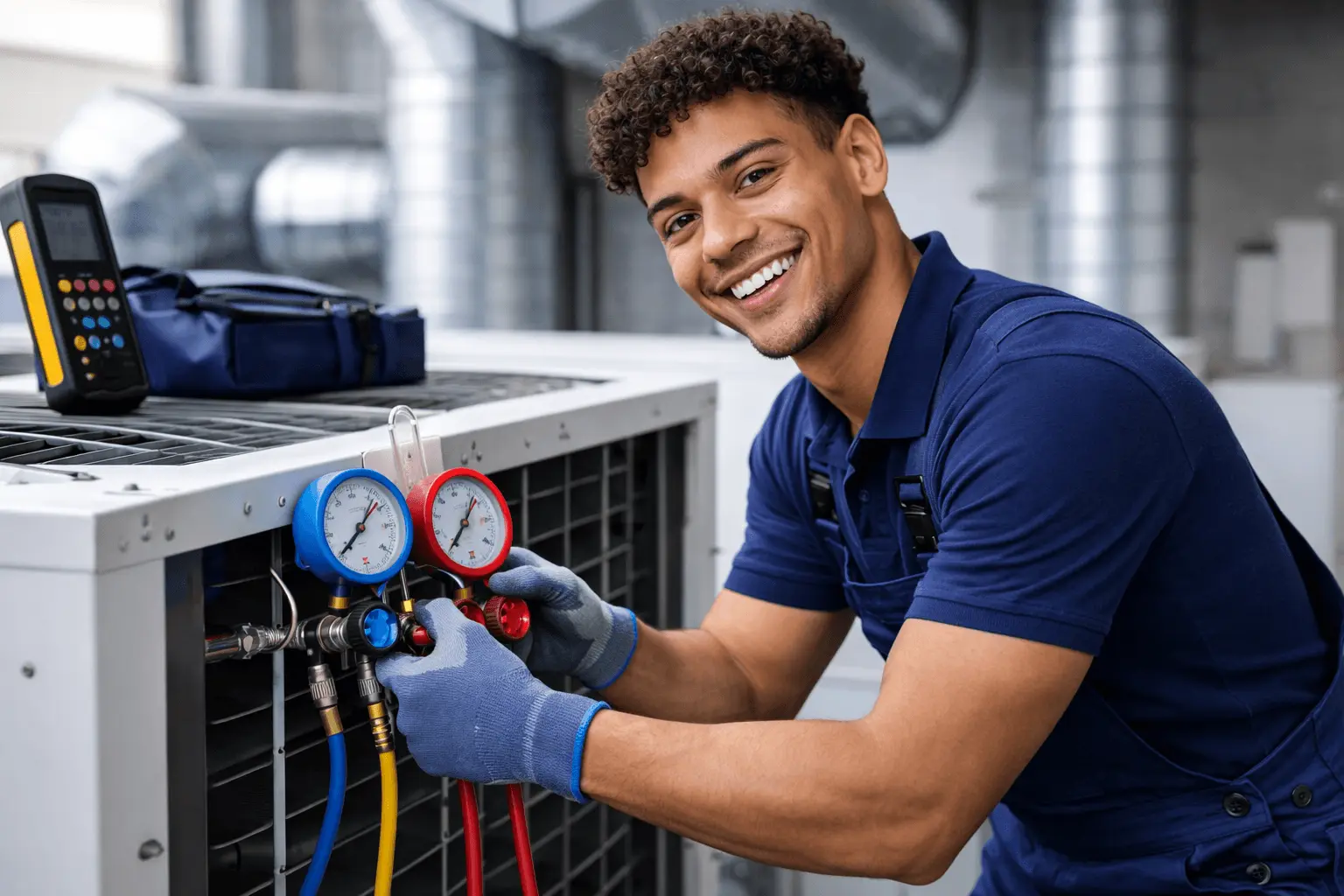 Mechatroniker für Kältetechnik bei seiner Ausbildung