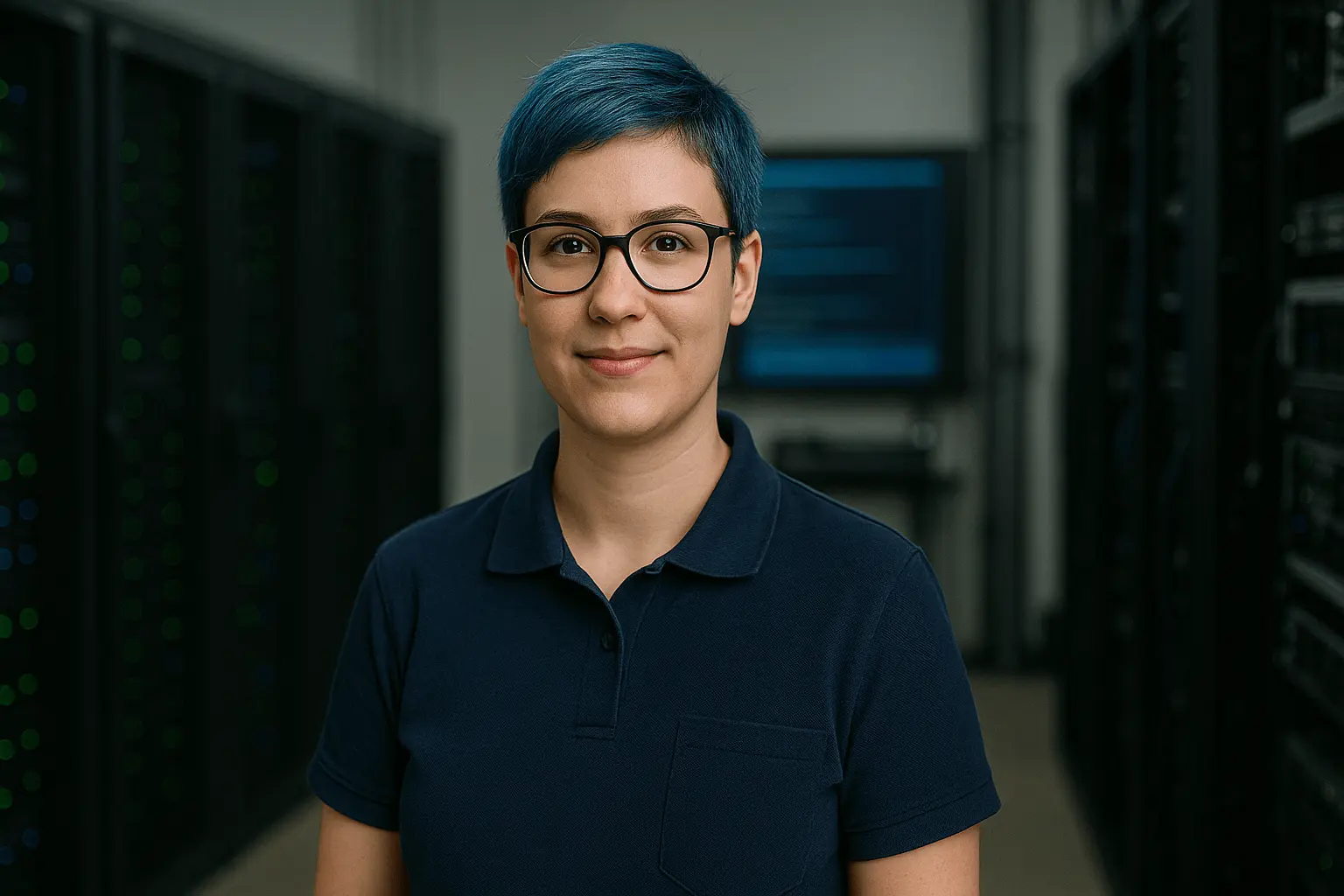 Techniker Informatiktechnik überwacht Serverraum und IT-Systeme