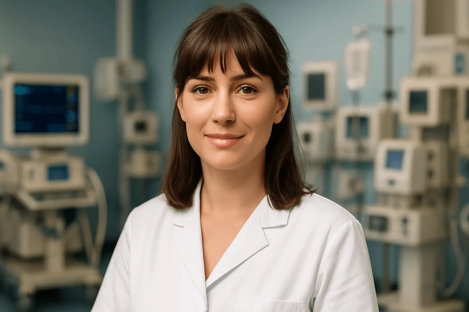 Techniker Medizintechnik kontrolliert Geräte im Krankenhaus