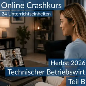 Lernende nehmen an einem digitalen Vorbereitungskurs zu den Inhalten von Teil B des Technischen Betriebswirts teil.