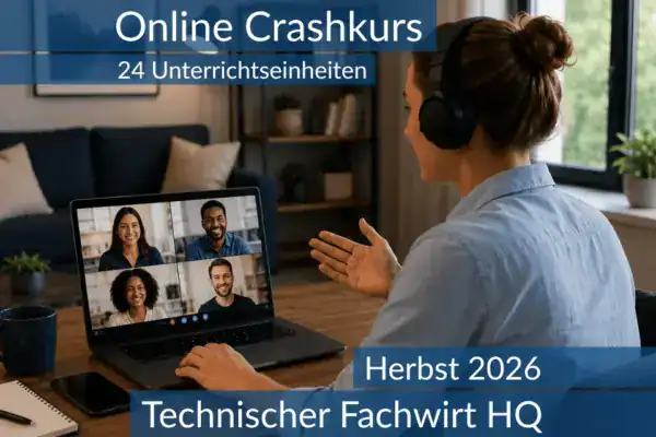 Lernende nehmen an einem digitalen Vorbereitungskurs zu den Inhalten der HQ für Technische Fachwirte teil.