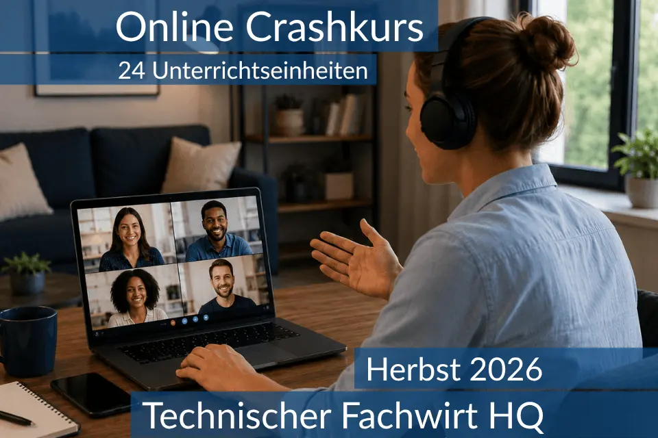 Lernende nehmen an einem digitalen Vorbereitungskurs zu den Inhalten der HQ für Technische Fachwirte teil.