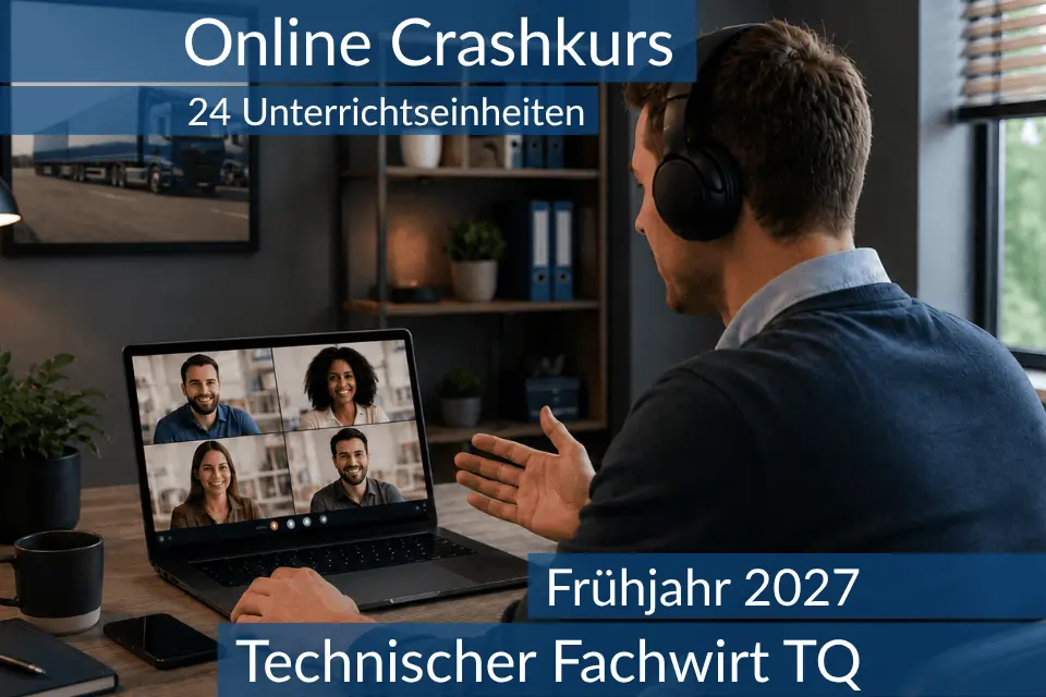 Teilnehmende eines Onlinekurses bereiten sich gemeinsam auf die Inhalte der TQ für Technische Fachwirte vor.