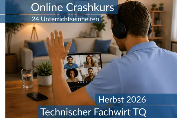 Lernende nehmen an einem digitalen Vorbereitungskurs zu den Inhalten der TQ für Technische Fachwirte teil.