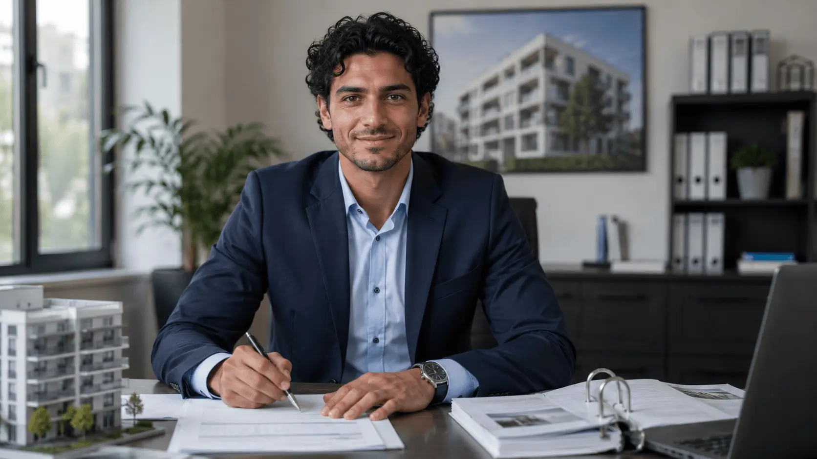 Zertifizierter Verwalter im modernen Immobilienbüro