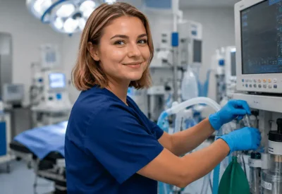 Anästhesietechnischer Assistent bei der Vorbereitung einer Operation