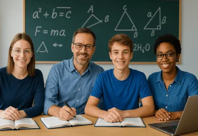 Schüler lernen Mathematik und Naturwissenschaften im Klassenraum