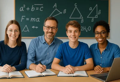 Schüler lernen Mathematik und Naturwissenschaften im Klassenraum