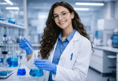 Chemisch-technischer Assistent CTA führt chemische Analyse im Forschungslabor durch
