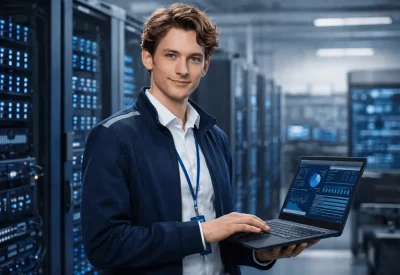 Fachinformatiker für Daten- und Prozessanalyse analysiert Serverdaten