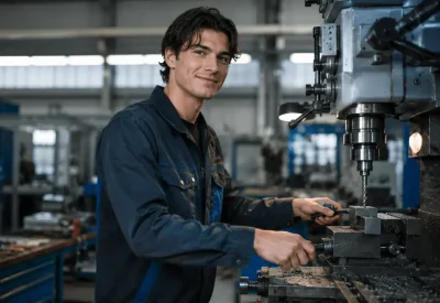 Fachkraft für Metalltechnik in Ausbildung in der Werkstatt