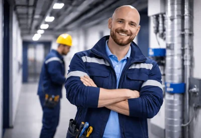 Fachwirt für Gebäudemanagement überwacht technische Abläufe