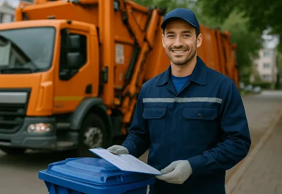 Geprüfter Meister für Kreislauf- und Abfallwirtschaft und Städtereinigung arbeitet an Abfallentsorgung